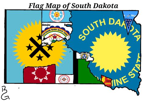 Flag Map of South Dakota, by Myself. Any suggestions of flags I might ...