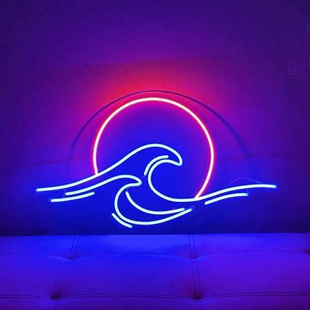 Amazon Wave Neon Signs For Bedroom Ice Blue Dimmable Wave Neon