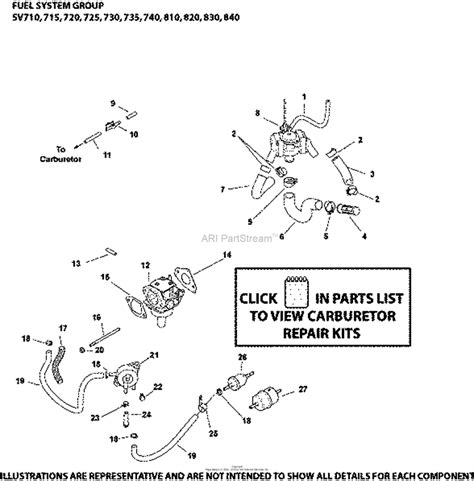 Kohler Sv Mtd Hp Kw Parts Diagram For Fuel System