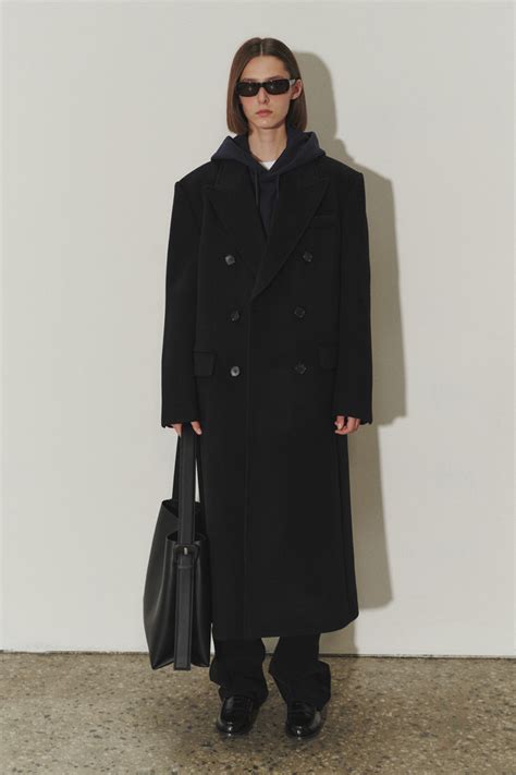 UNISEX TAILORED DOUBLE BREASTED WOOL COAT BLACK Dunst