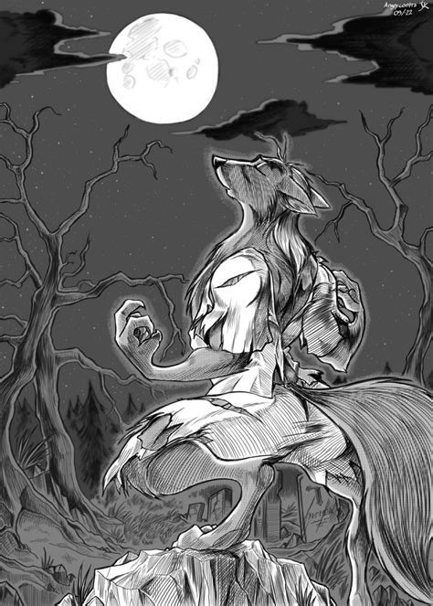 Werewolf howling at moon (art by me) : r/furry