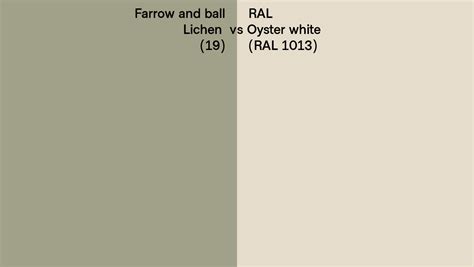 Farrow And Ball Lichen 19 Vs Ral Oyster White Ral 1013 Side By Side Comparison