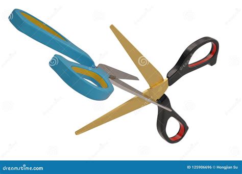 Two Scissors On White Background3d Illustration Stock Illustration