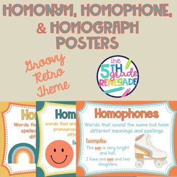 Homonym Homograph And Homophone Posters Groovy Retro Theme Tpt