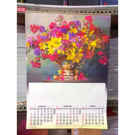 Jual Kalender Dinding Wall Kalender Triwulan Tahun Motif Bunga