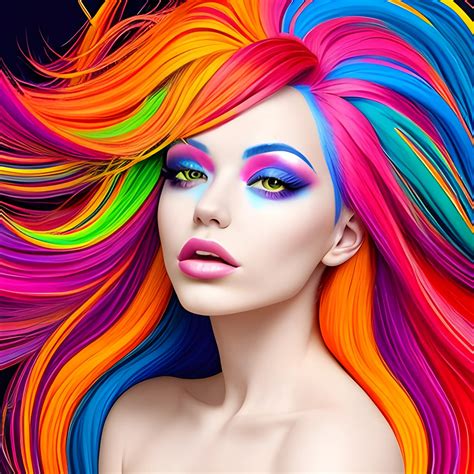 Nude Artistic Woman Is Wearing Colorful Hair In A Vibrant Color Scheme Arthub Ai