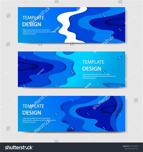 Horizontal Banners 3d Abstract Paper Cut Stock Vector Royalty Free