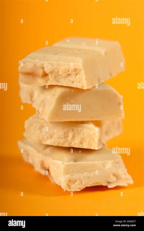 White Chocolate Piece With Hazwlnut Stock Photo Alamy