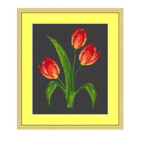 Tulips Cross Stich Pattern Flower Pattern Counted Cross Etsy