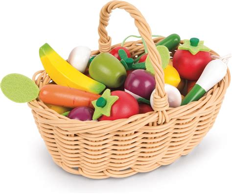 Janod – 24-Piece Fruits and Vegetables Basket – Imitation Shopping ...