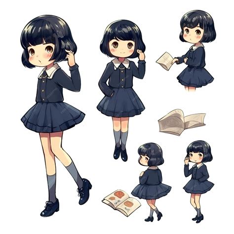 Premium AI Image | A set of extremely cute little girl illustration