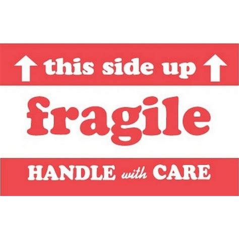 2 X 3 Fragile This Side Up Handle With Care Labels 500 Per Roll