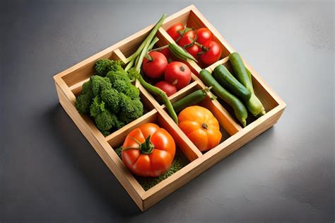 Premium AI Image Crate With Different Fresh Vegetables On Light