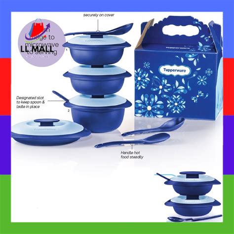 New Tupperware Royale Blue Petit Serveware Set Pwp Royale Blue