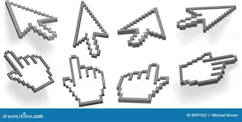 Cursor Arrow Hand Pixel 3D Cursors Set Stock Photography Image 8997552