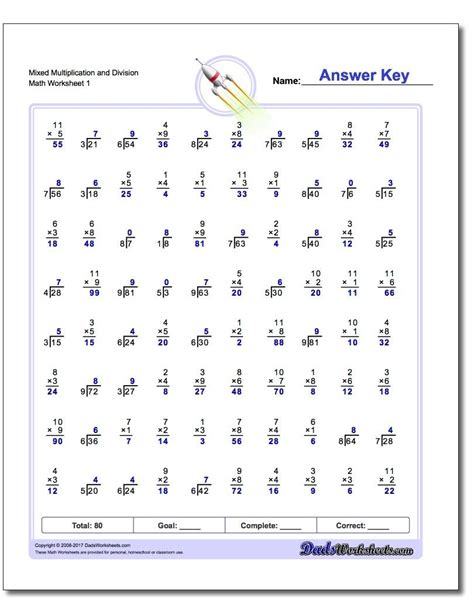 Math Worksheets Multiplication And Division - Printable Worksheets