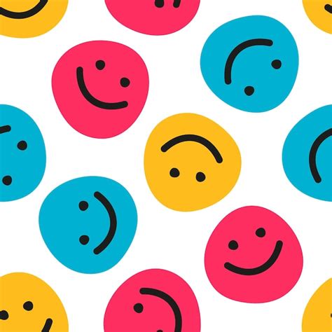 Premium Vector Seamless Pattern With Colorful Happy Faces