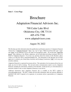 Fillable Online Adaptation Financial Form ADV Part 2A Investment