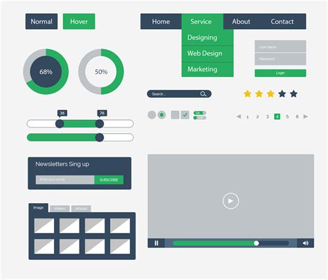 Flat Ui Kit Design On Behance