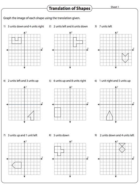 Translation Of Shapes Worksheets