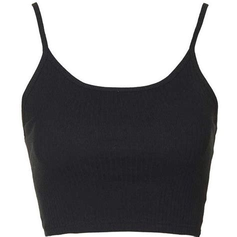 TopShop Cropped Ribbed Cami Black Cropped Tank Topshop Black Crop