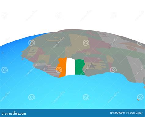 Map Of Ivory Coast With Flag On Globe Stock Illustration Illustration