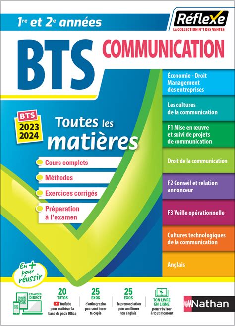 Toutes les matières BTS Communication Réflexe 2024 Éditions Nathan