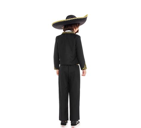 Disfraz De Mariachi Charro Negro Y Dorado Para Ni O