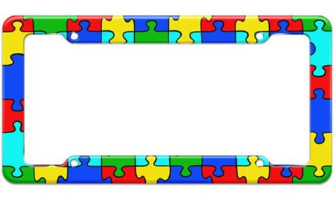 Autism Puzzle Pieces License Plate Frame Autism Awareness America