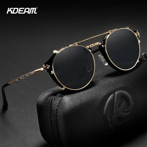 KDEAM Gafas De Sol Redondas Retro Steampunk Para Hombre Y Mujer Lentes