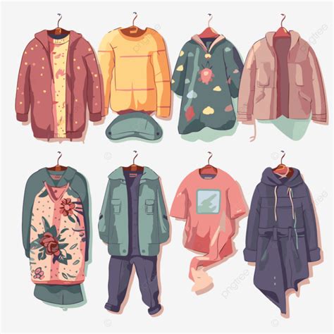 Mismatched Clothes Vector Sticker Clipart Several Hanged Illustrations