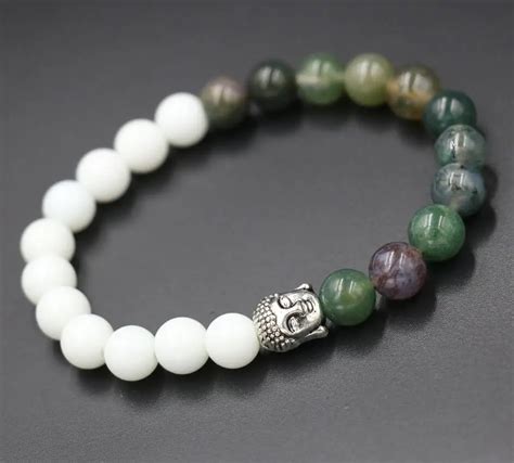 Personalized Black White Lava Beads Ink Stone Bead Buddha Bracelets