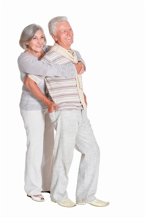 Premium Photo Portrait Of Senior Couple Hugging Isolated On White