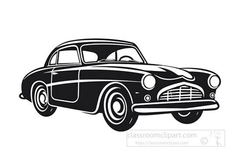 Cars Outline Clipart-two door Classic Car silhouette style black lines ...