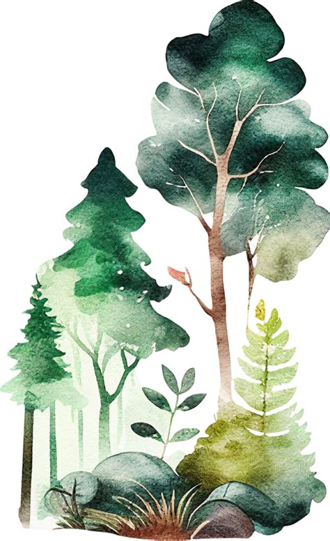 Watercolor Forest Path Clipart Ai Generative 23954495 Png