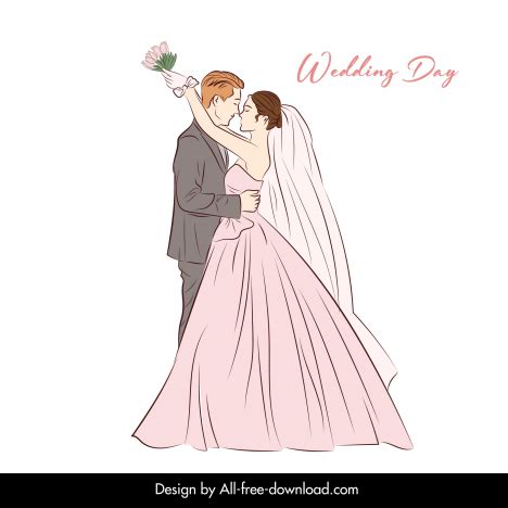 Wedding Couple Icon Handdrawn Line Art Sketch Vectors Stock In Format