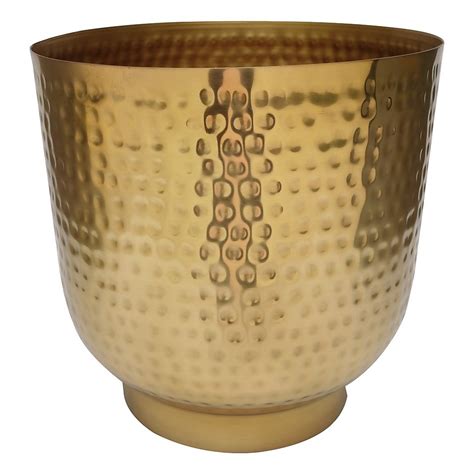 Hammered Brass Effect Indoor Plant Pot 20cm Homebase