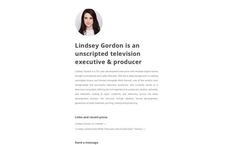 Lindsey Gordon – Unscripted television executive and producer