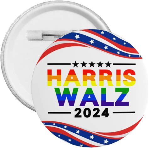 Kamala Harris Waltz Button Pins Lgbt Gay Pride Rainbow Kamala Harris