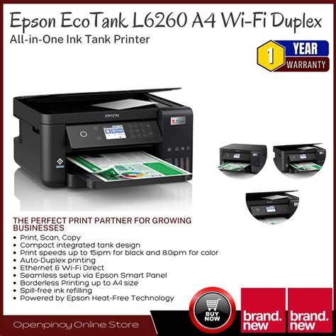 Epson EcoTank L6260 A4 Wi Fi Duplex All In One Ink Tank Printer For