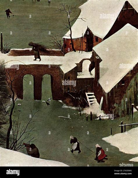 The Hunters In The Snow Detail By Pieter The Elder Bruegel Stock