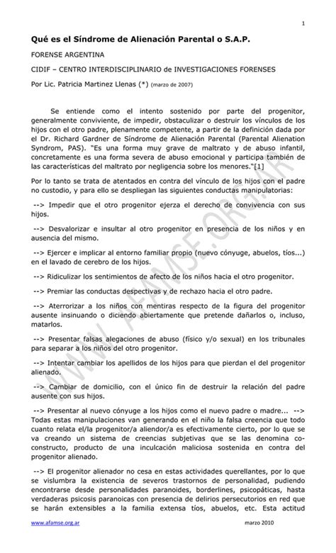 Que Es El Sindrome De Alienacion Parental Pdf