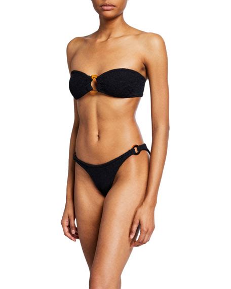 Hunza G Gloria Crinkle Bandeau Two Piece Bikini Set Neiman Marcus