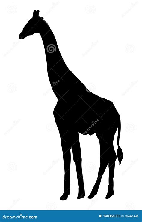 Giraffe Vector Illustration Black Silhouette 140366330