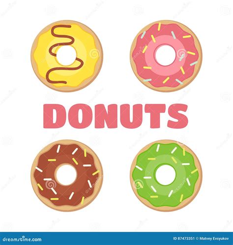 Donut Donuts Flat Illustration Donuts Isolated Icon Stock Illustration Illustration Of