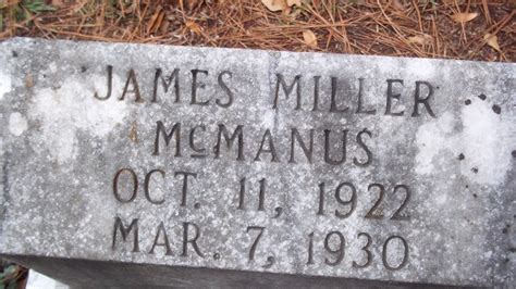 James Miller McManus 1922 1930 Mémorial Find a Grave