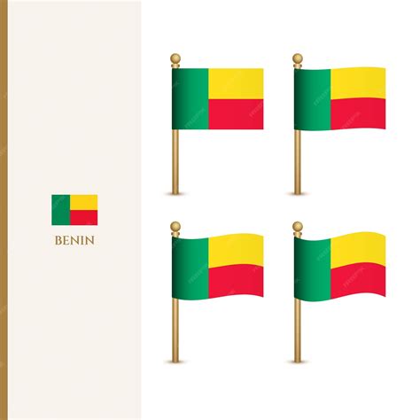 Premium Vector | Waving benin flags 3d vector illustration flag of benin