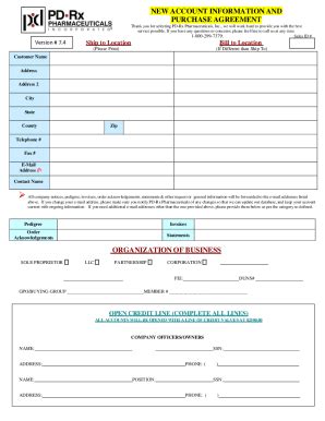 Fillable Online NEW ACCOUNT INFORMATION AND PURCHASE AGREEMENT Fax