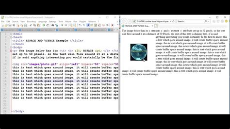 Hspace And Vspace In Html Youtube
