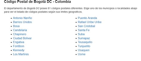 Como Saber Mi C Digo Postal Colombia Enero Del